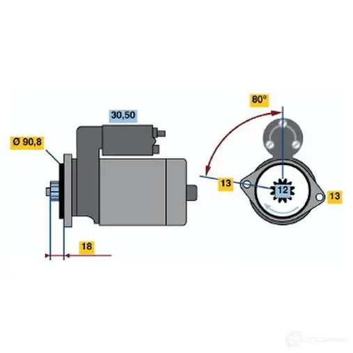 Стартер BOSCH 19 17 J37OA2X 0986019171 331480