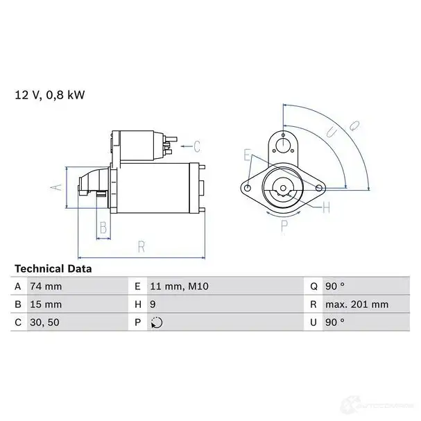 Стартер BOSCH AFZWF 331558 0986020551 205 5