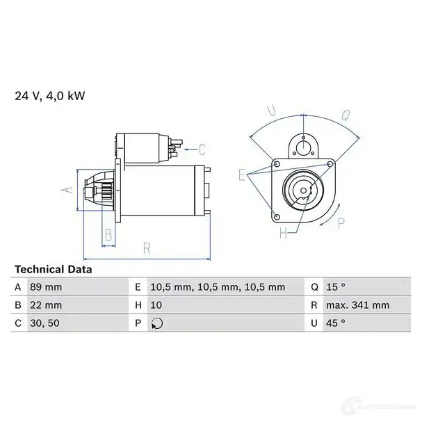Стартер BOSCH 330907 109 7 CLW3XJ 0986010970 изображение 0