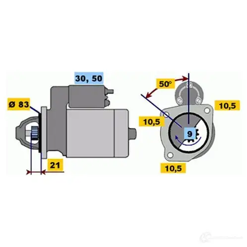 Стартер BOSCH MGZYT 11 07 0986011070 330916