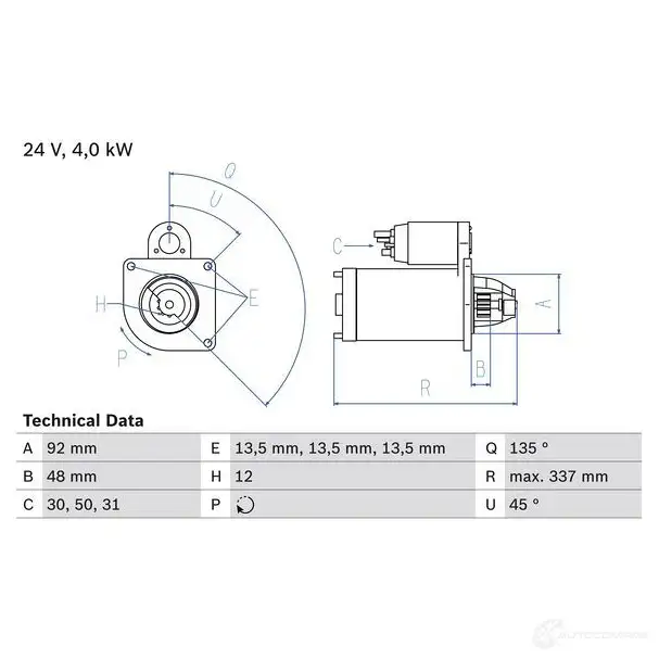 Стартер BOSCH 19 83 YW00H 0986019830 331495