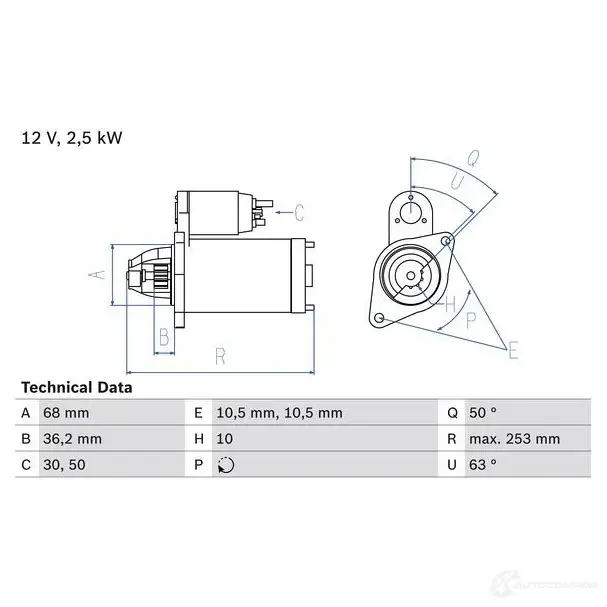 Стартер BOSCH 251 2 NOS1SD 0986025120 331854