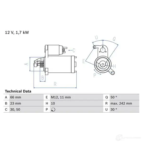 Стартер BOSCH QU304X 0986025240 25 24 331868