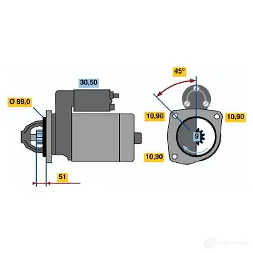 Стартер BOSCH 0986011130 330920 111 3 0LW0D8 изображение 0