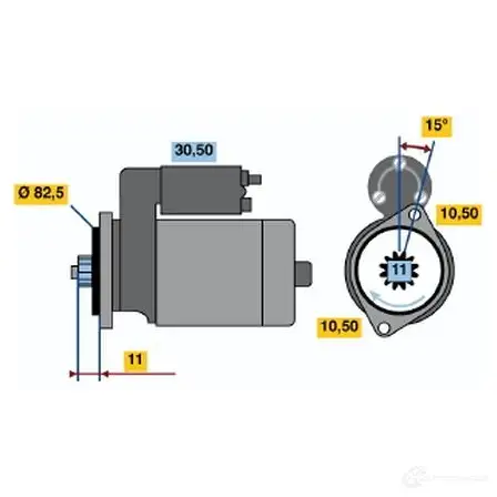Стартер BOSCH 54X8IL 0986014271 331111 14 27 изображение 0