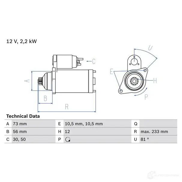 Стартер BOSCH 331572 UFM89 0986020721 207 2 изображение 0