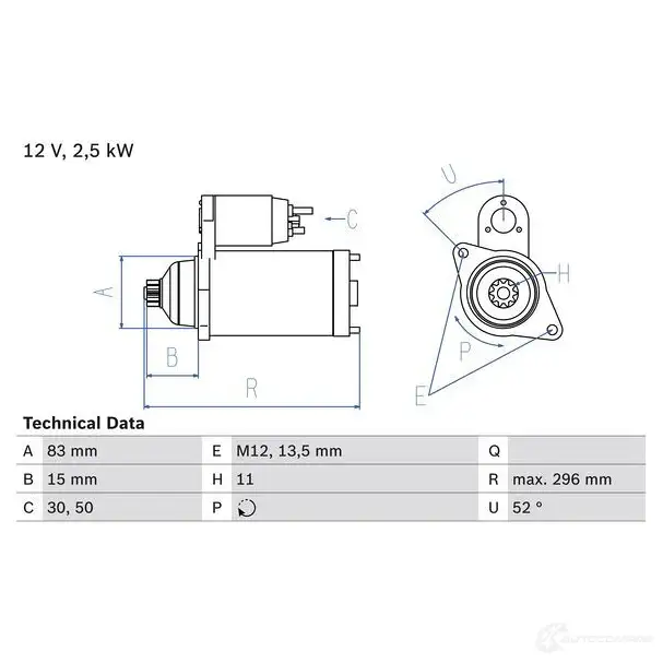 Стартер BOSCH 331122 0986014471 7KTQK 144 7 изображение 0