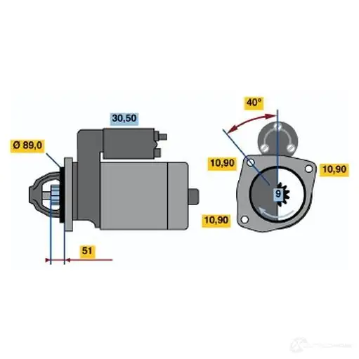 Стартер BOSCH 0986011250 330932 POANG4 1 125 изображение 0