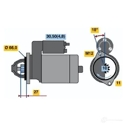 Стартер BOSCH R78-M45 12V (R) 0001109315 DU94XK 1423135280