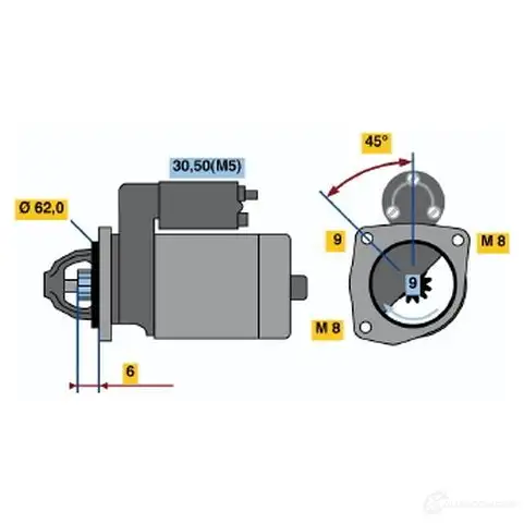 Стартер BOSCH 0001108138 QYJCX DW (R) 12V 1,4 KW 303157 изображение 2