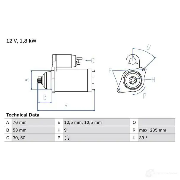 Стартер BOSCH 0986019550 331492 RV4JM 195 5