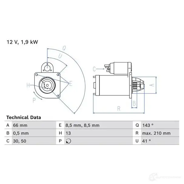 Стартер BOSCH 1439279766 0986025040 1T JR2R изображение 0