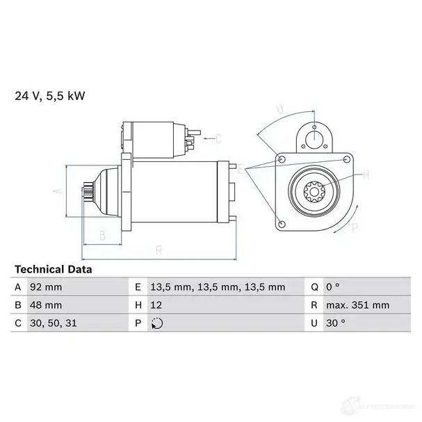 Стартер BOSCH 9SGC14 2 327 0986023270 331731 изображение 0