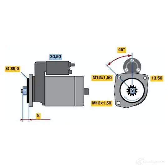 Стартер BOSCH 331162 Y6FGW 1 497 0986014971 изображение 0