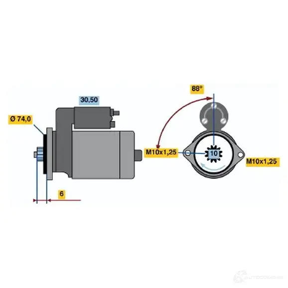 Стартер BOSCH 144 9 331124 U7KGR0 0986014491