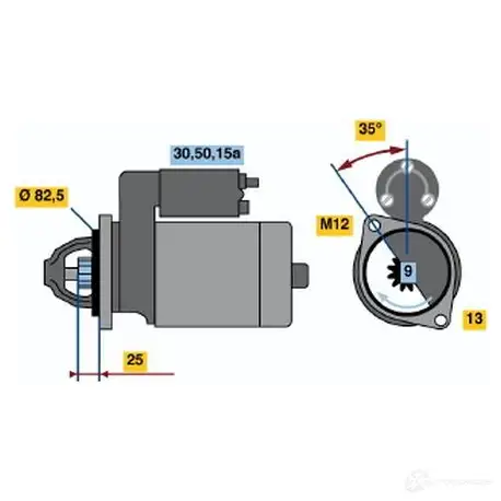 Стартер BOSCH DW (R) 12V 1,4 KW 303147 IXITP 0001108101 изображение 1