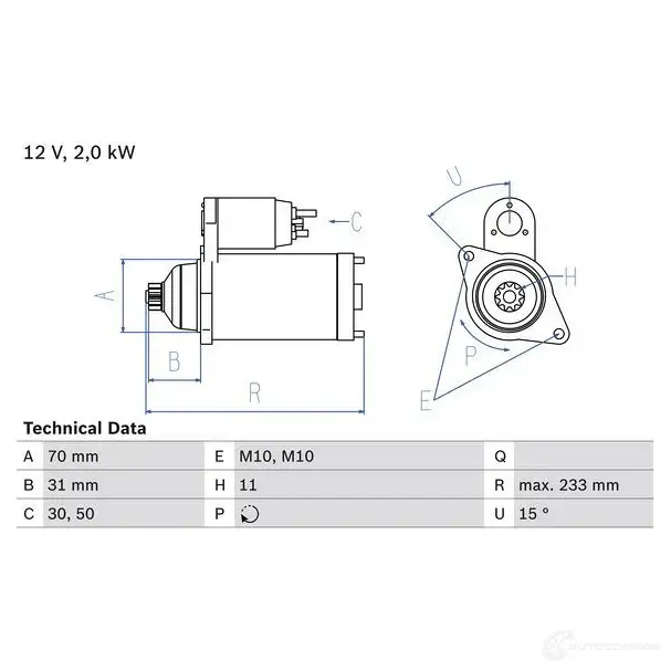 Стартер BOSCH 257 3 0986025730 PGT4ED 331900