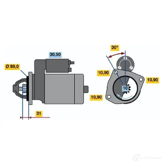 Стартер BOSCH 17 86 5UO5GFH 0986017860 331356 изображение 0