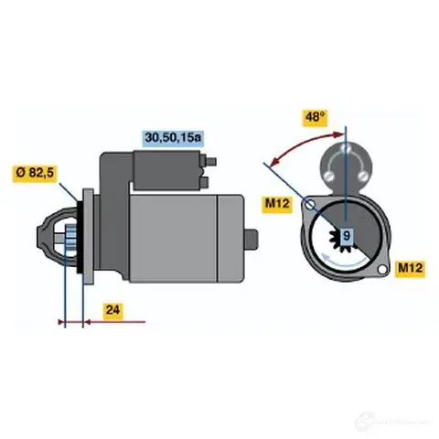 Стартер BOSCH 331070 0986013670 FHF7PBA 13 67 изображение 0
