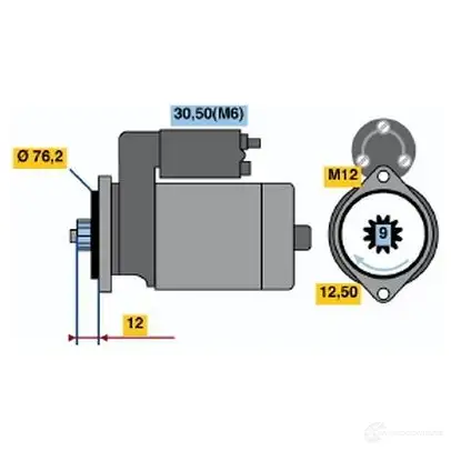 Стартер BOSCH T2JFS 2 191 331641 0986021910 изображение 0