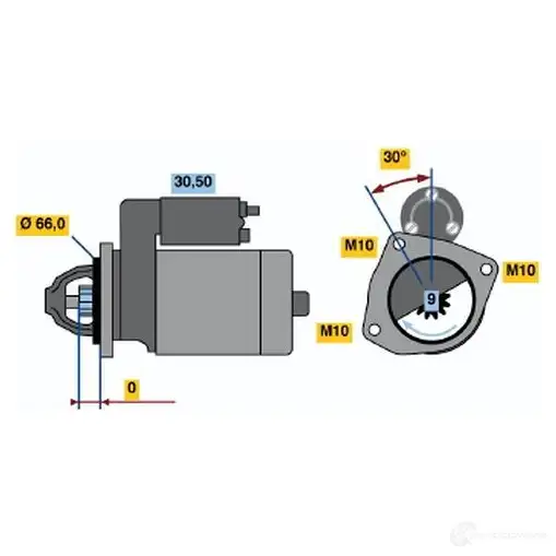 Стартер BOSCH 18 67 0986018671 331432 F4M5SHC изображение 0