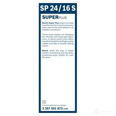 Щетка стеклоочистителя BOSCH 3397001873 PWBAT 1193517097 SP24 /16S изображение 3