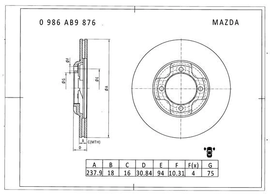 Тормозной диск Bosch WCXSM3 0 986 AB9 876 61378616 BD987 6