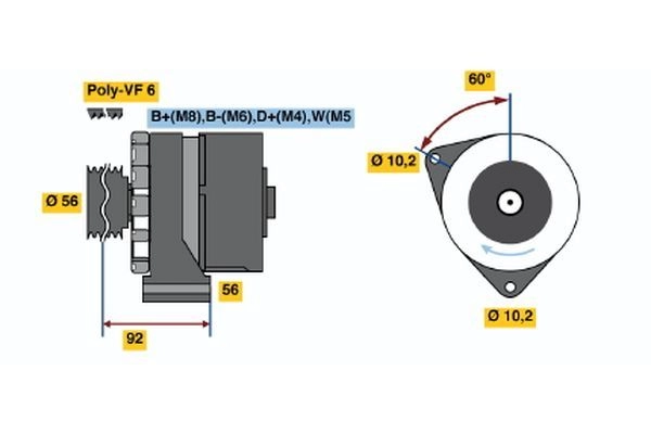 Генератор Bosch PX9KZ N1 (R) 28V 10/80A 362088 6 033 GB3 040