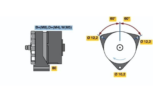 Генератор Bosch N1 (R) 28V 10/80A 64508914 B1MHC 0 120 468 118