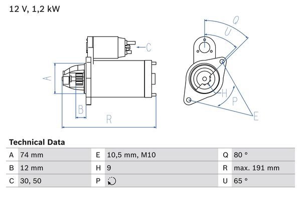 Стартер Bosch 25 30 331872 ENSZ95 0 986 025 300