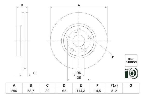 Тормозной диск BOSCH 0 986 479 G67 KUF CMW 1440044675