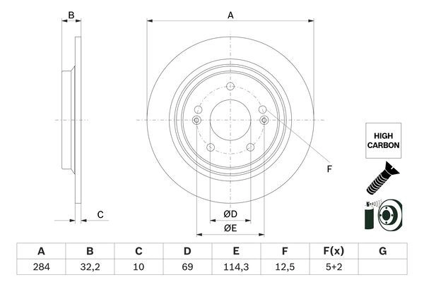 Тормозной диск BOSCH D42A 9CQ 0 986 479 G77 1440044681