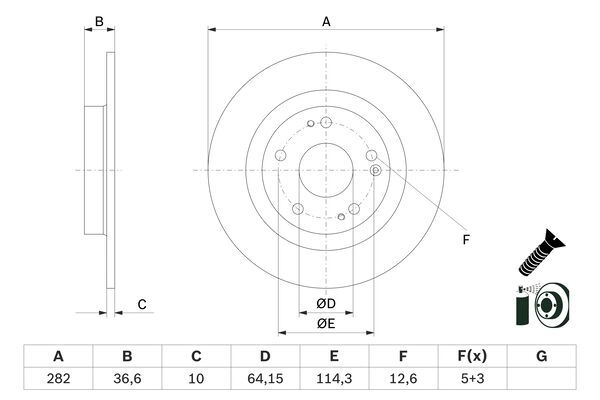 Тормозной диск BOSCH 1440044689 S70H W1 0 986 479 G90
