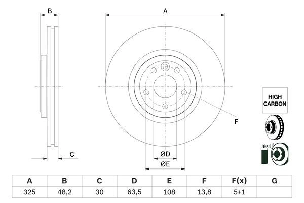 Тормозной диск BOSCH 0 986 479 G96 1440044695 FN I3OMT