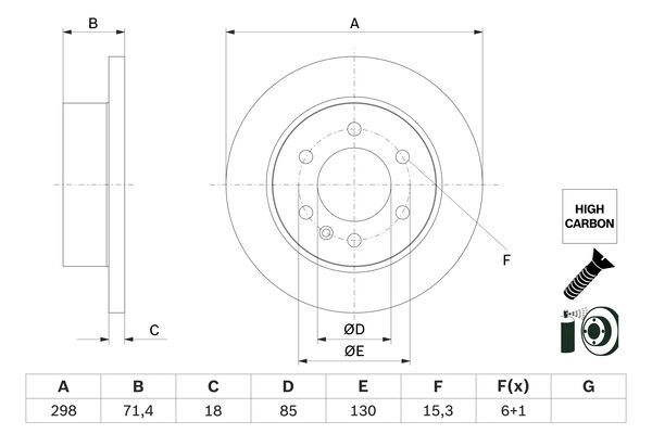 Тормозной диск BOSCH 0 986 479 H06 1440044703 EBS XG3Y