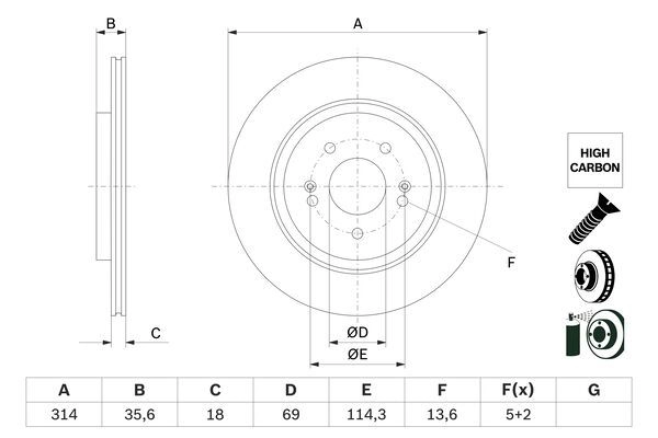 Тормозной диск BOSCH 0 986 479 H18 1440044712 C3X5O6 S