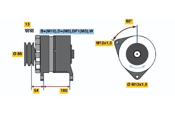 Генератор Bosch 1423135513 3RQOJ T1 (RL) 28V 110/180A 0 120 689 556