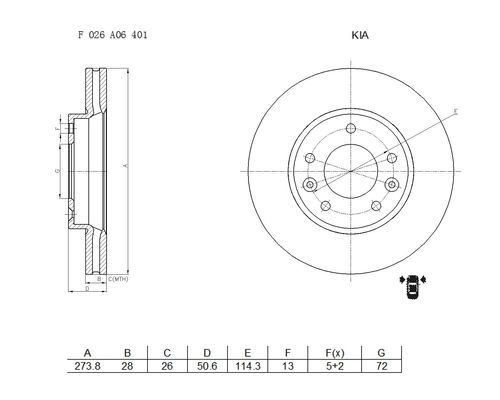 Тормозной диск Bosch F 026 A06 401 P BR2870 OHDWC 371283