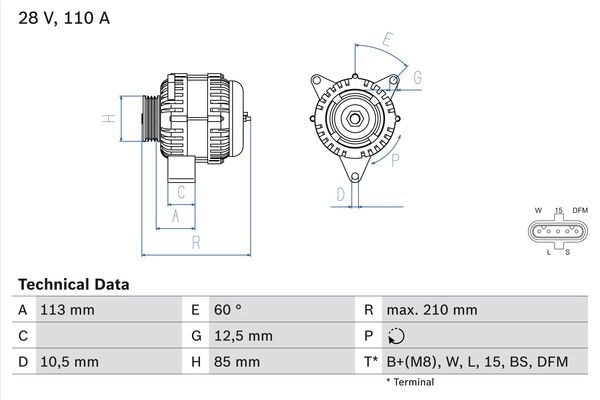 Генератор Bosch 0 986 049 770 333215 49 70 4977 - Изображение 1
