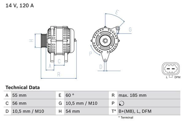 Генератор Bosch 333428 UI9GA8W 0 986 082 380 8 238 - Изображение 1