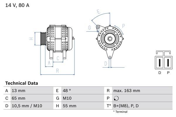 Генератор Bosch 827 1 EKDXZ7 0 986 082 710 333448 - Изображение 1