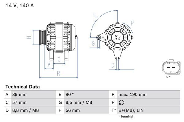 Генератор Bosch 82 84 0 986 082 840 333461 M4Y9JE изображение 0