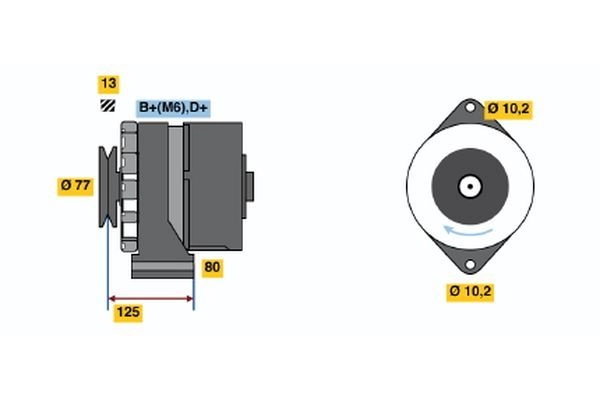 Генератор Bosch K1 (-) 28V 8/35A 1423172967 K1 (-) 28V 8/35A 9 120 144 101 изображение 0