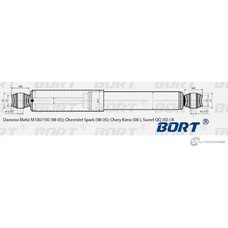 Амортизатор газомасляный задний BORT HGL29HC XI 76C 1422495308 G11238064 изображение 0