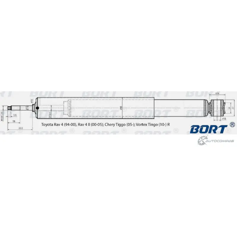 Амортизатор газомасляный задний BORT DK4 BFT 1422495312 G11238165 P68RLBG изображение 0