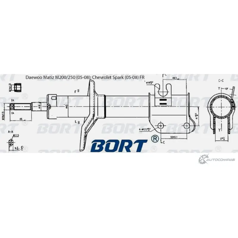 Стойка амортизационная газомасляная передняя правая BORT G21845035R FQ1CHO 1422495391 F P0EW6U