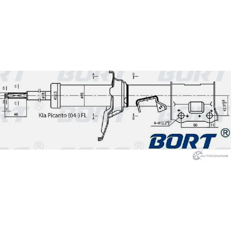 Стойка амортизационная газомасляная передняя левая BORT QV 9QV G21845037L 1422495392 SX56NQ изображение 0