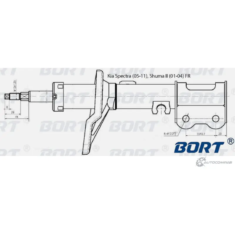 Стойка амортизационная газомасляная передняя правая BORT 9FZX 4 9GFW71 1422495413 G22045108R изображение 0