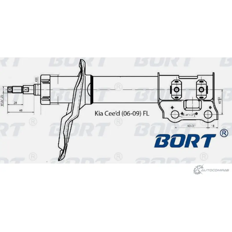 Стойка амортизационная газомасляная передняя левая BORT G22048011L 1422495451 W1T PJ HKJY0X изображение 0