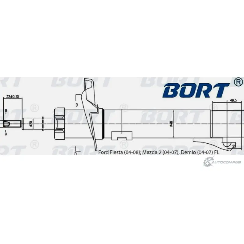 Стойка амортизационная газомасляная передняя левая BORT G22048028L HNXFZI EW9HIT F 1422495463 изображение 0